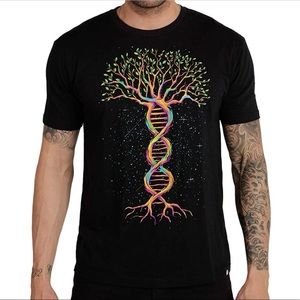 Colorful DNA Tree Graphic Tee. Great condition. Brand: INTO THE AM.